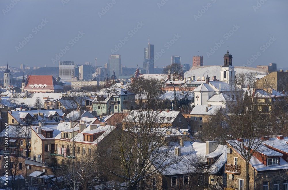 Vilnius panorama in winter. Lithuania