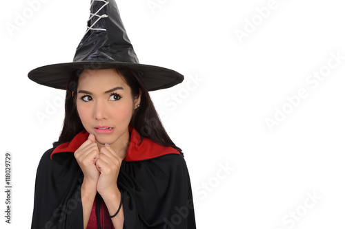 Pretty girl in witch costume.
