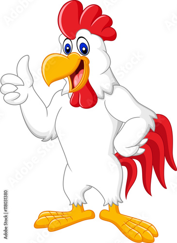 Happy rooster cartoon giving thumb up