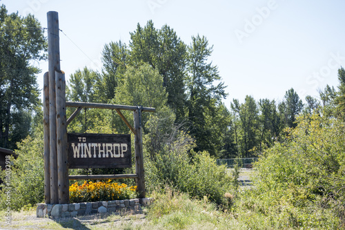 Entrance Sign to Winthrop, Washington photo