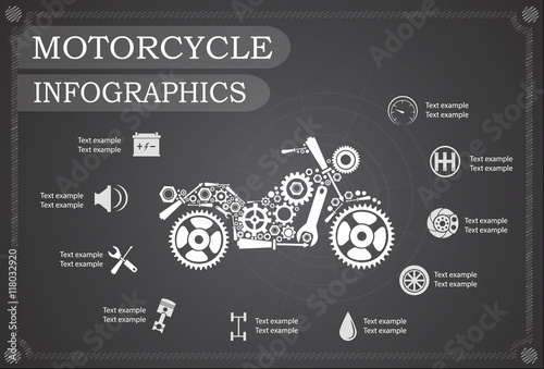 motorcycle part information. Vector illustration