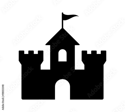 Castle fortress or citadel base flat icon for games and websites