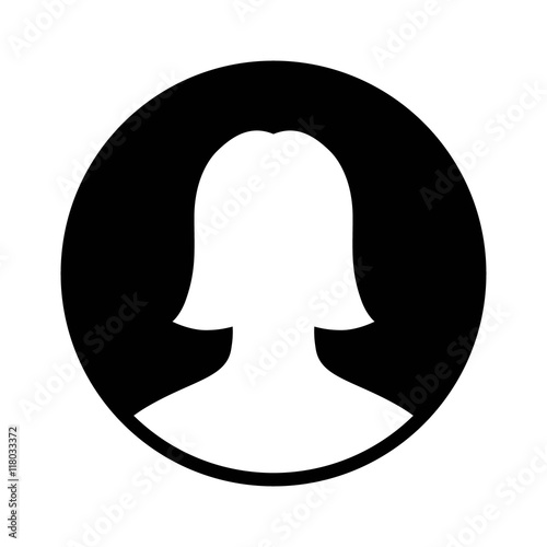 Female user account profile circle flat icon for apps and websites 