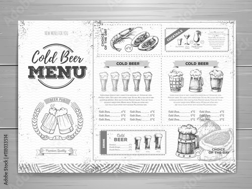 Vintage beer menu design.