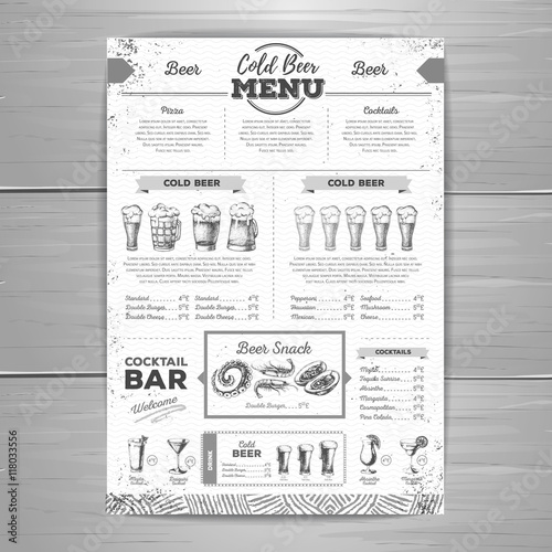 Vintage beer menu design.