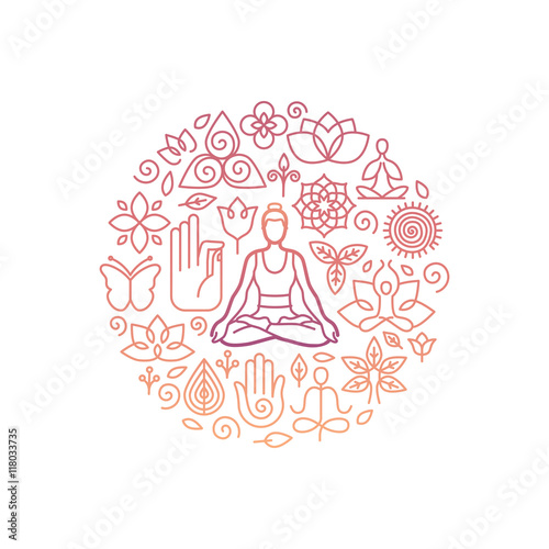 Vector logo design template - emblem for yoga class