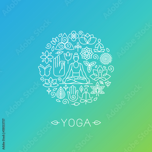 Vector logo design template - emblem for yoga class