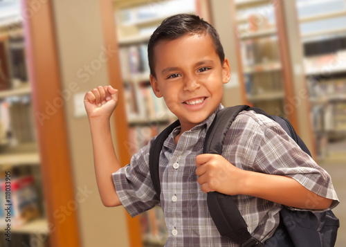 Hispanic Student Boy with B...