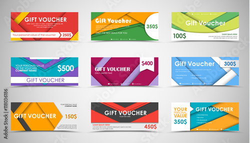 Set of gift vouchers, material design