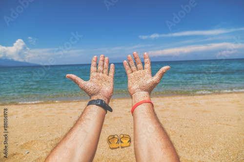 Enjoying the sea/ocean. Shallow depth of field.