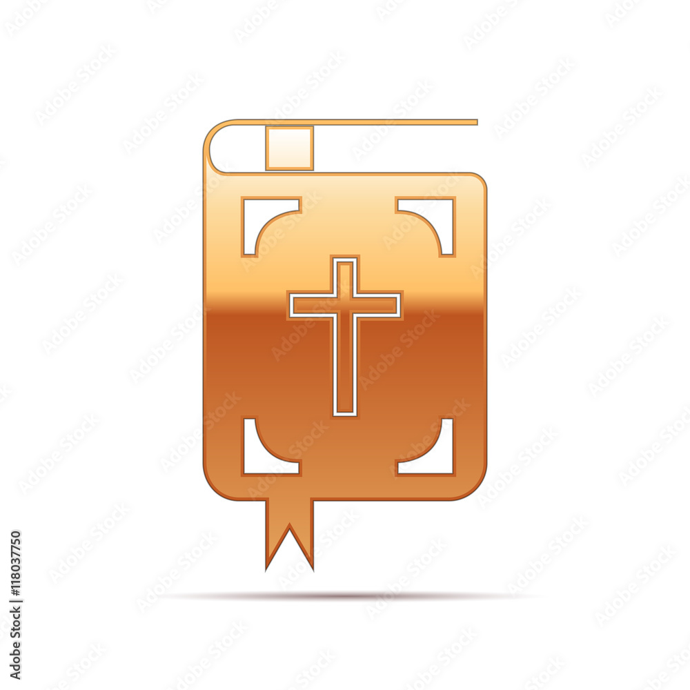 Fototapeta premium Gold Bible icon on white background. Vector Illustration