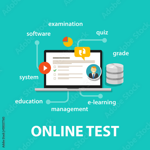 online test exams quiz with computer laptop assessment