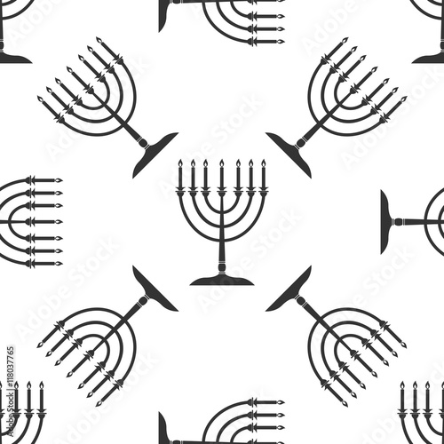 Hanukkah menorah icon pattern on white background. Adobe illustrator