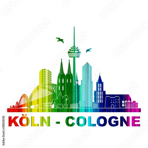 Köln Panorama Skyline Wandtatoo Sehenswürdigkeiten Kölner Dom Hohenzollernbrücke Rathaus Triangle Stadtansicht Städtetour Tourismus