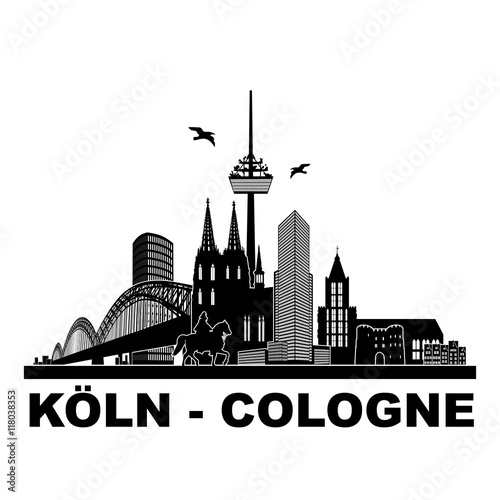 Köln Panorama Skyline Wandtatoo Sehenswürdigkeiten Kölner Dom Hohenzollernbrücke Rathaus Triangle Stadtansicht Städtetour Tourismus