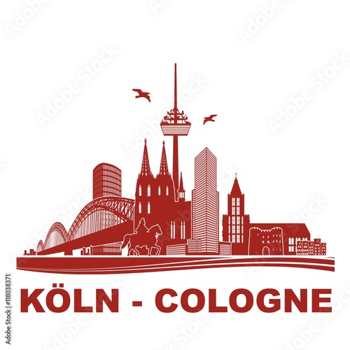 Köln Panorama Skyline Wandtatoo Sehenswürdigkeiten Kölner Dom Hohenzollernbrücke Rathaus Triangle Stadtansicht Städtetour Tourismus