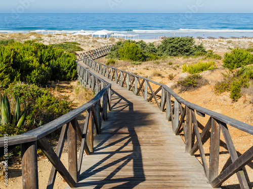 The gateway to the beach of La Barrosa  Cadiz  Spain