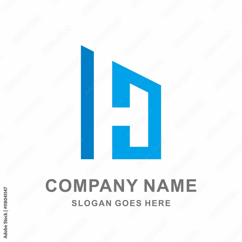 Monogram Letter H Negative Space Vector Logo