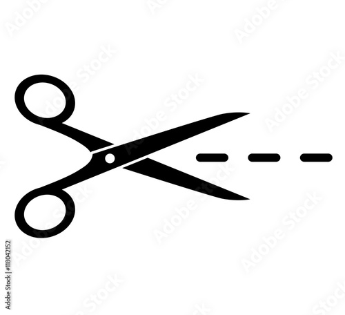 isolated scissors with dotted line
