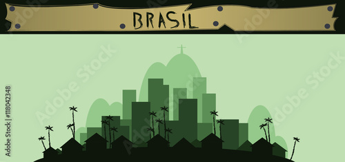 Brasil design with silhouette of rio de janeiro city. Digital vector image