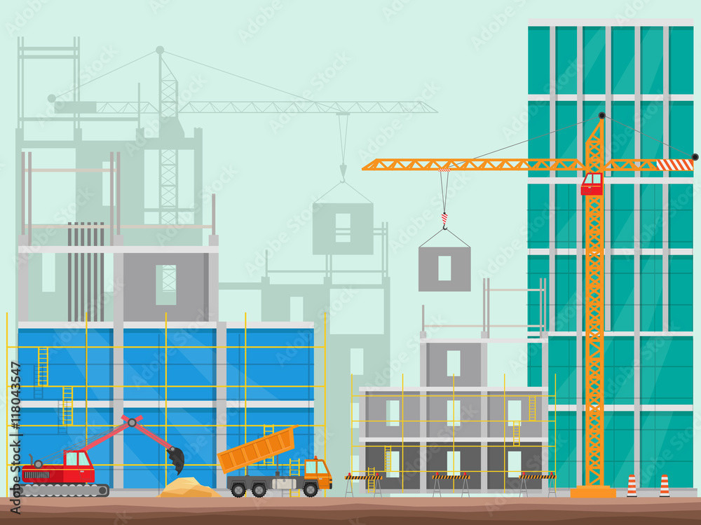 Concept of process construction building a house vector illustration background. Concept of process construction building a house vector illustration background.
