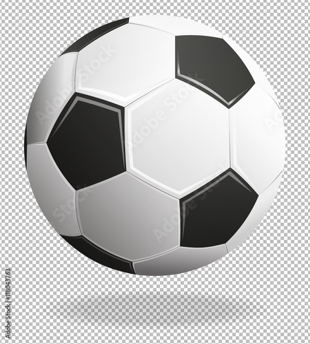Soccer ball with shadows isolated on transparent background.