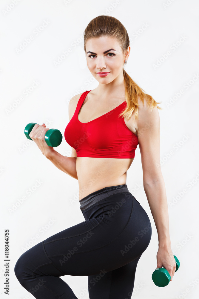 Fit girl doing physical exercises Fit girl doing physical exercises