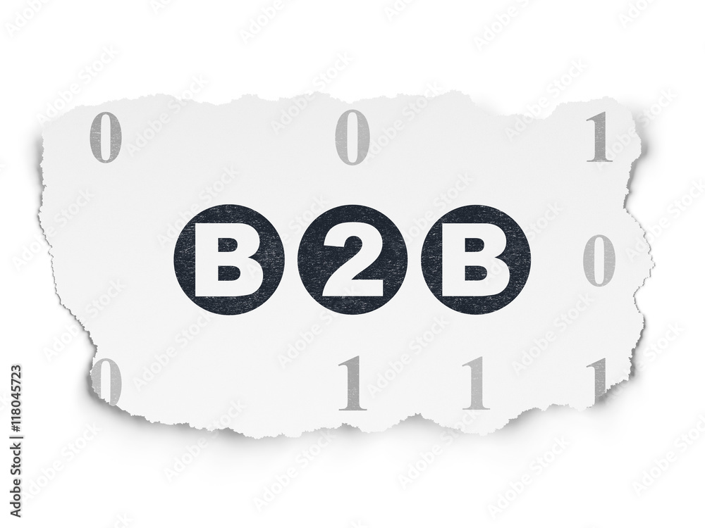 Finance concept: B2b on Torn Paper background Finance concept: B2b on Torn Paper background