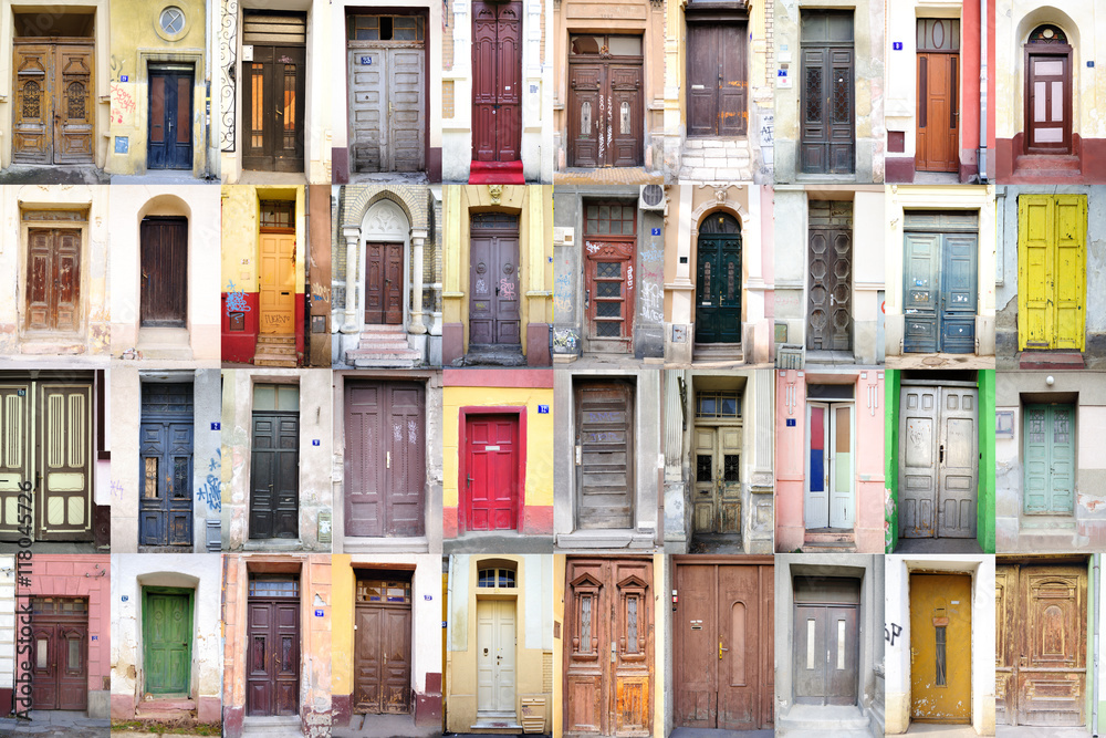 Fototapeta premium collage with old wooden doors