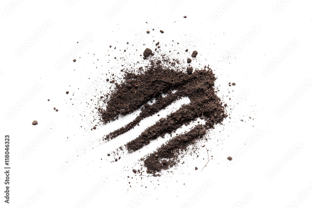 Pile of soil isolated on white background