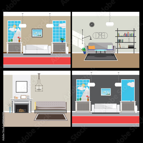 Collection of four interiors