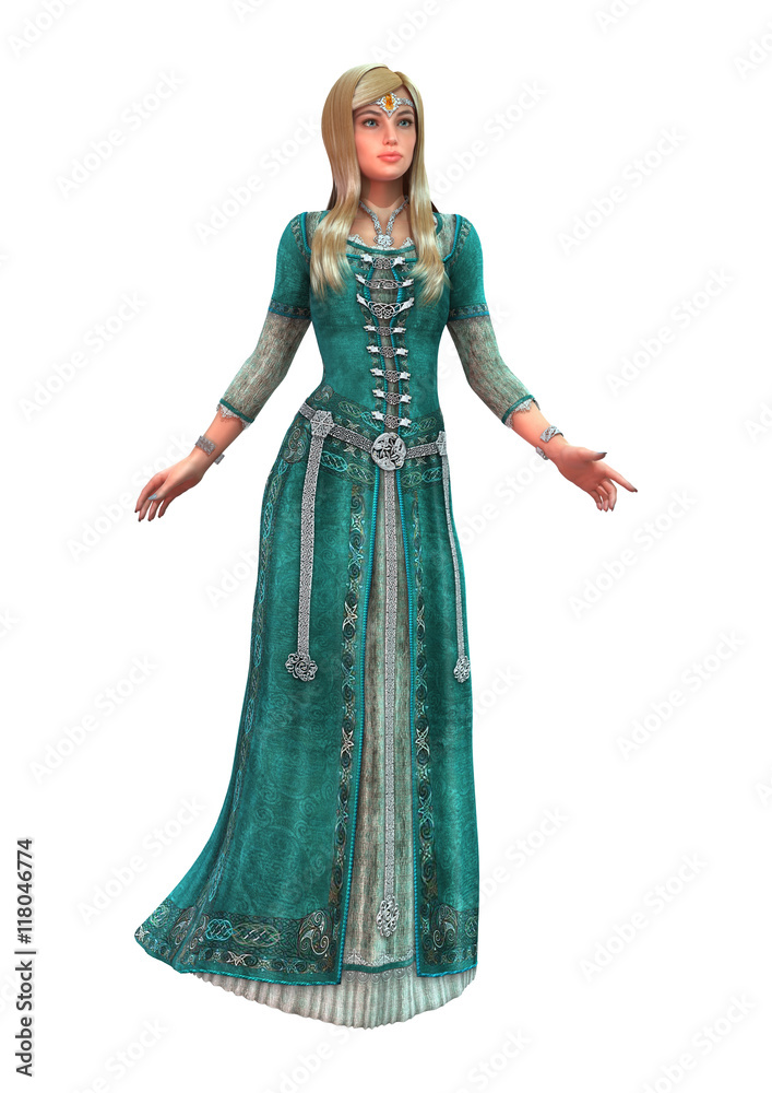 3D Rendering Fantasy Princess on White 3D Rendering Fantasy Princess on White