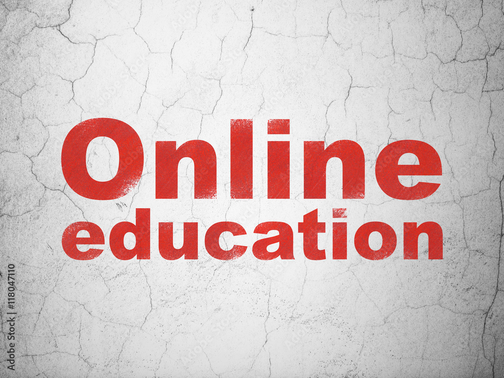 Learning concept: Online Education on wall background Learning concept: Online Education on wall background