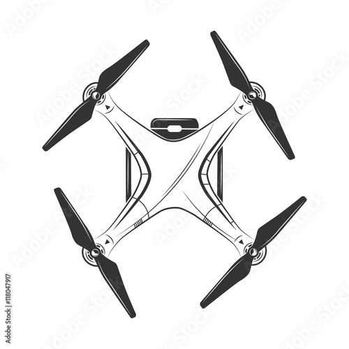 Vector monochrome picture of drone top view