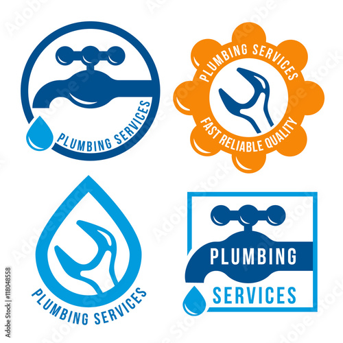 set of plumbing theme logo template