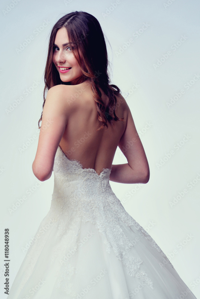 Beauty woman with wedding hairstyle and makeup. Bride fashion. Woman in white dress. Beauty woman with wedding hairstyle and makeup. Bride fashion. Woman in white dress.