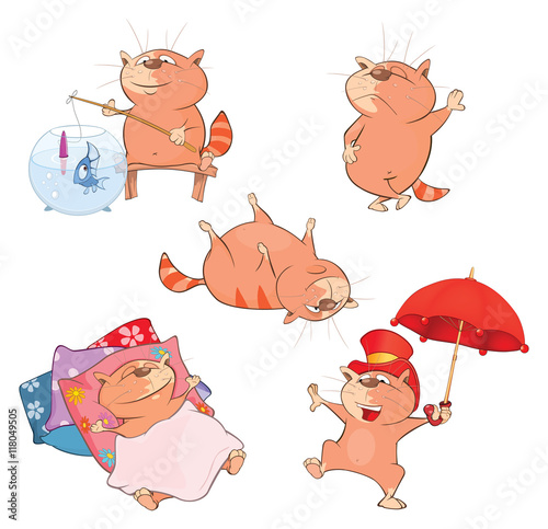 Set of Cartoon Illustration. A Cute Cats for you Design