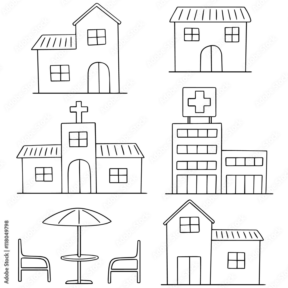 vector set of building