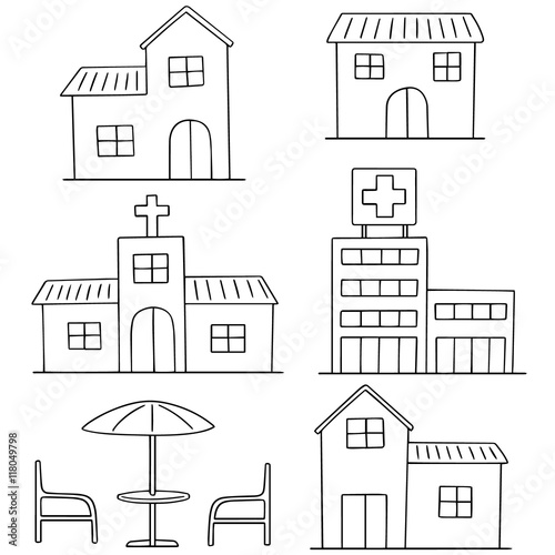 vector set of building