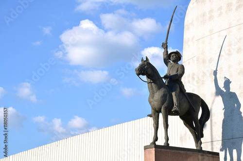 Photography Statue of slovak national hero displayed like a fighter for his nation with swor