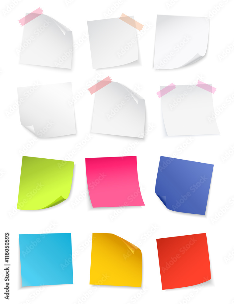 Set of colorful paper stickers for business, advertising, websites. Blank template. Vector eps 10 format.