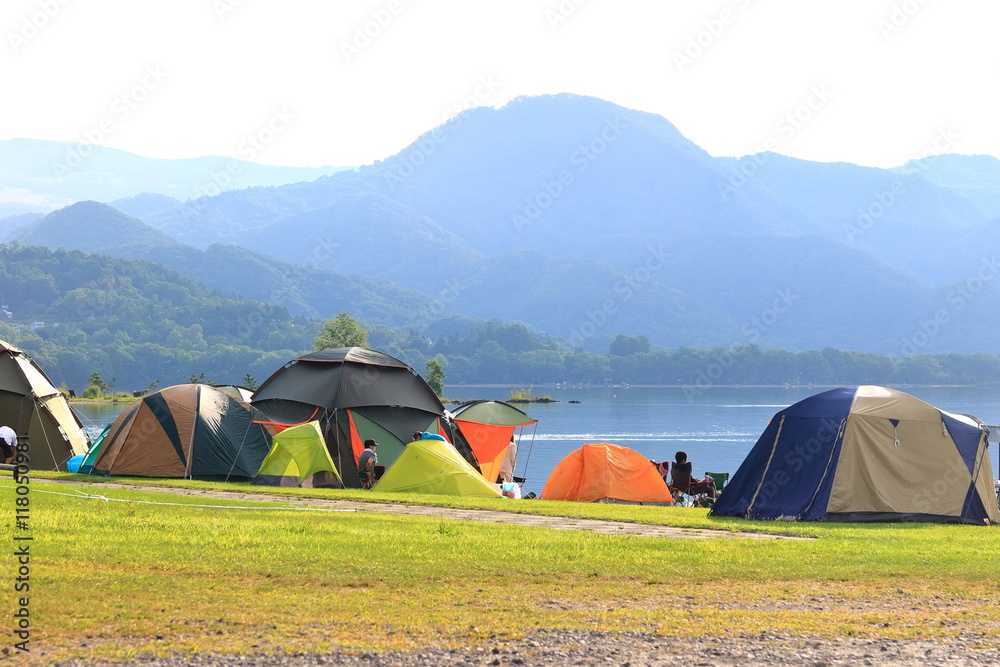 洞爺湖　朝のキャンプ場