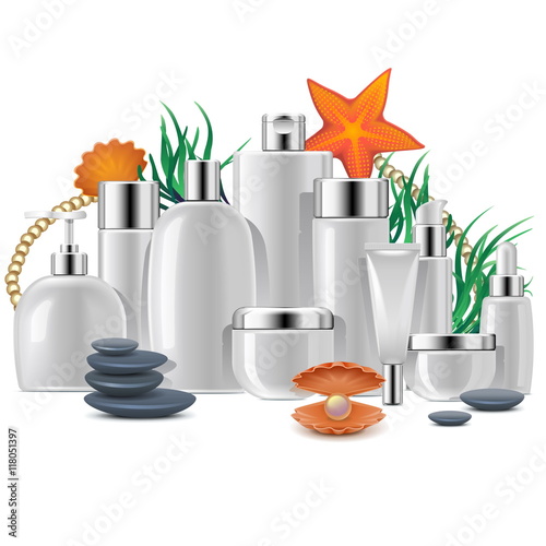 Vector Thalassotherapy with Cosmetic Packaging