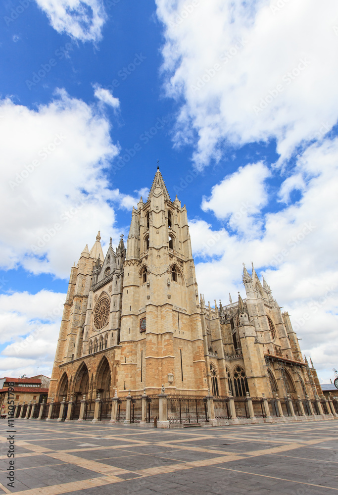 Gothic Cathedral (also called The House of Light) Leon, Castilla and Leon, Spain
