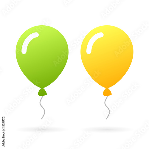 Green and yellow rubber balloons