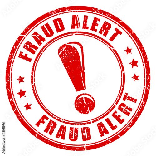 Fraud alert warning rubber stamp