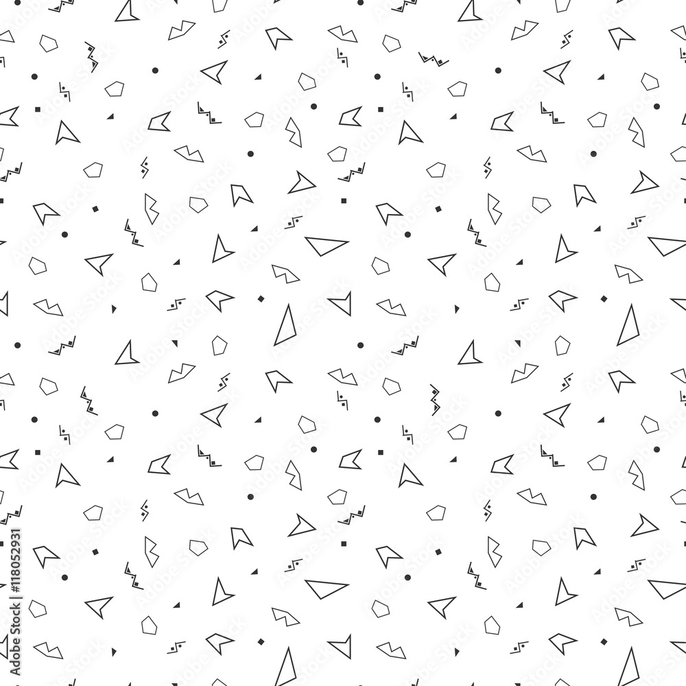 Vector abstract memphis pattern with mosaic geometric shapes - seamless.