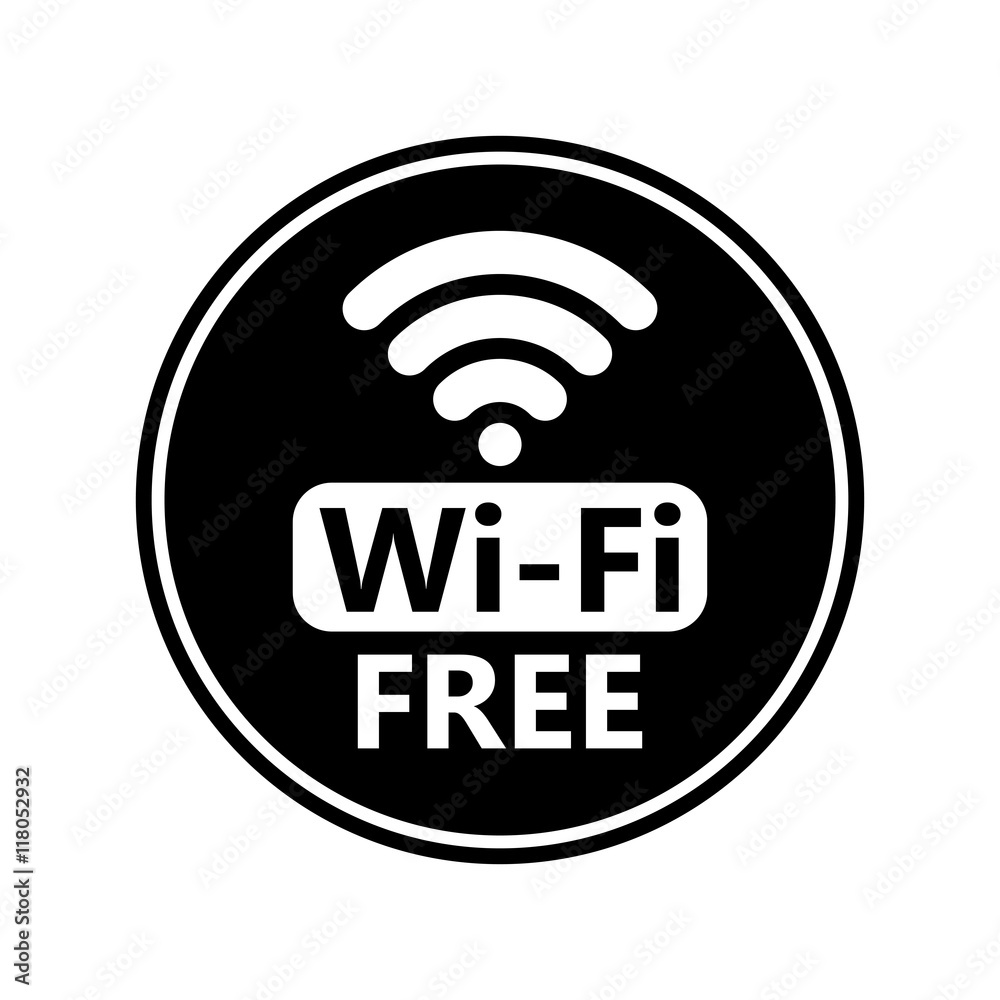 Free wifi icon. Wireless connection sticker Free wifi icon. Wireless connection sticker