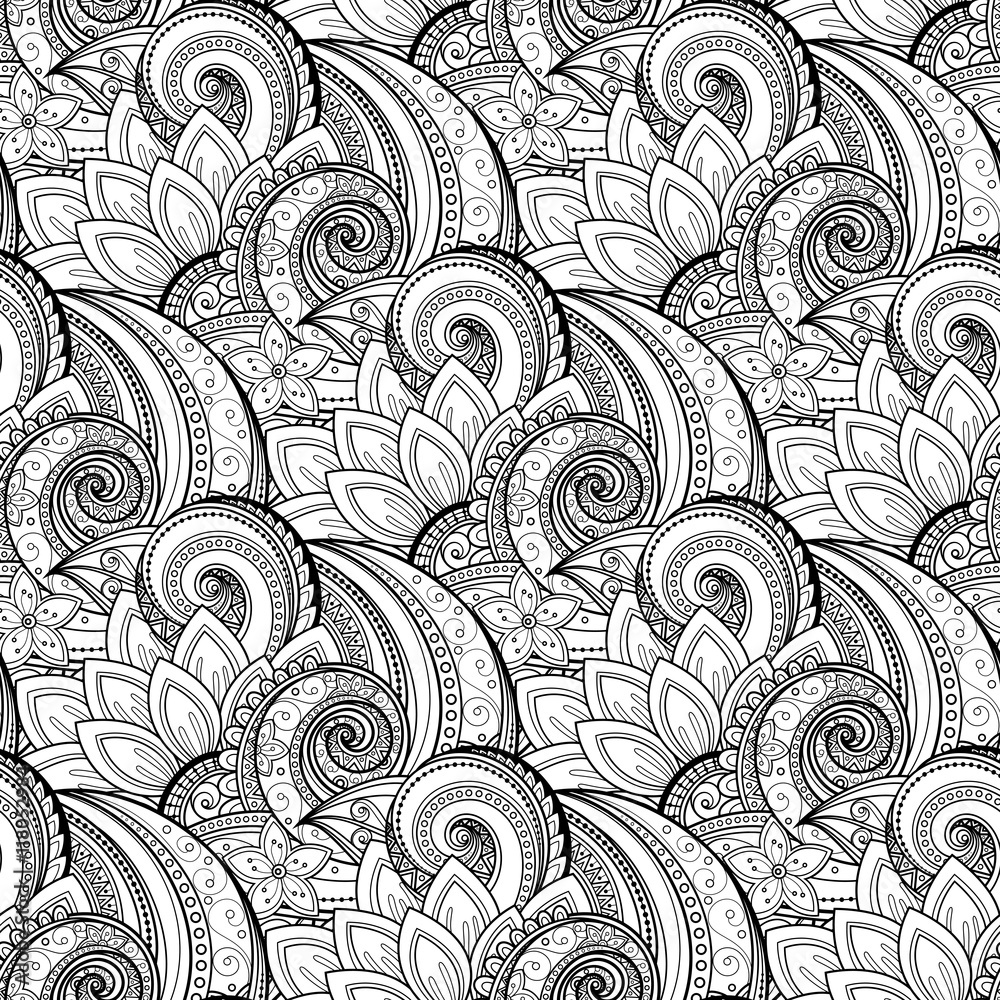 Vector Seamless Monochrome Floral Pattern