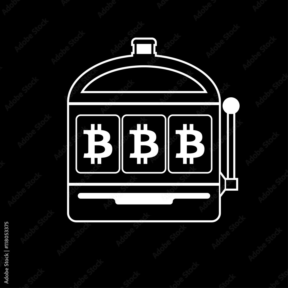 Bitcoin slot machine icon black and white vector illustration Bitcoin slot machine icon black and white vector illustration